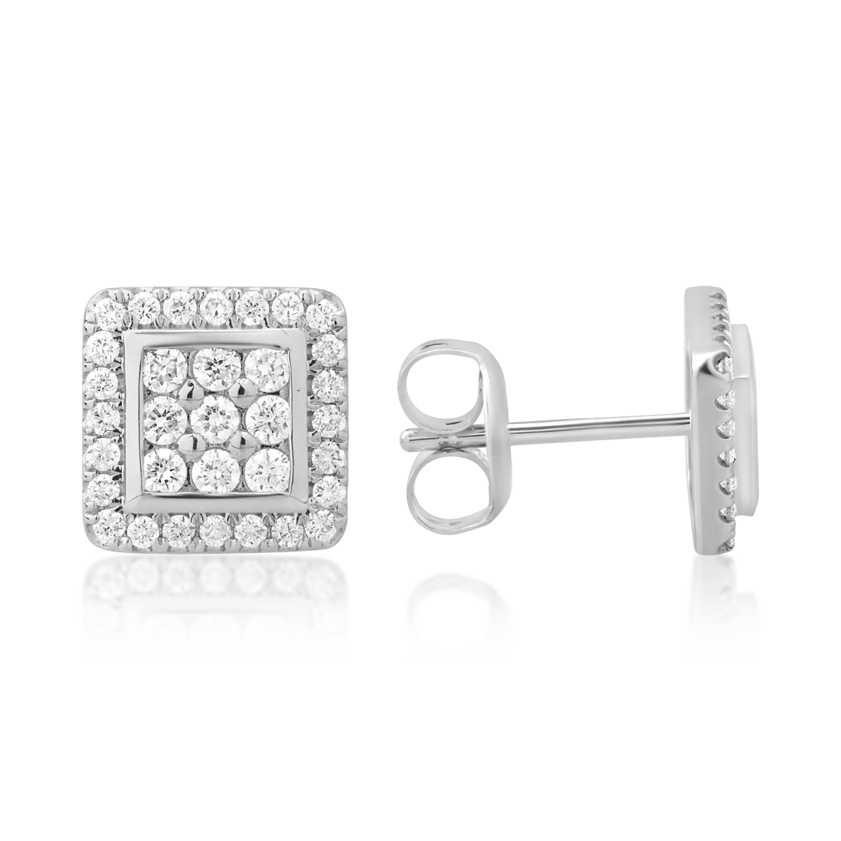 Cercei din aur alb de 18K cu diamante de 0.4ct