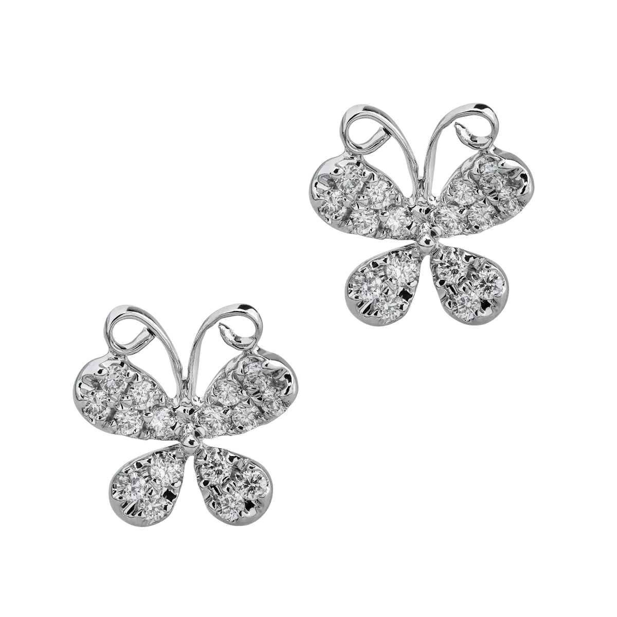Kolczyki z motylkami z 14K białego złota i diamenty 0.18kr