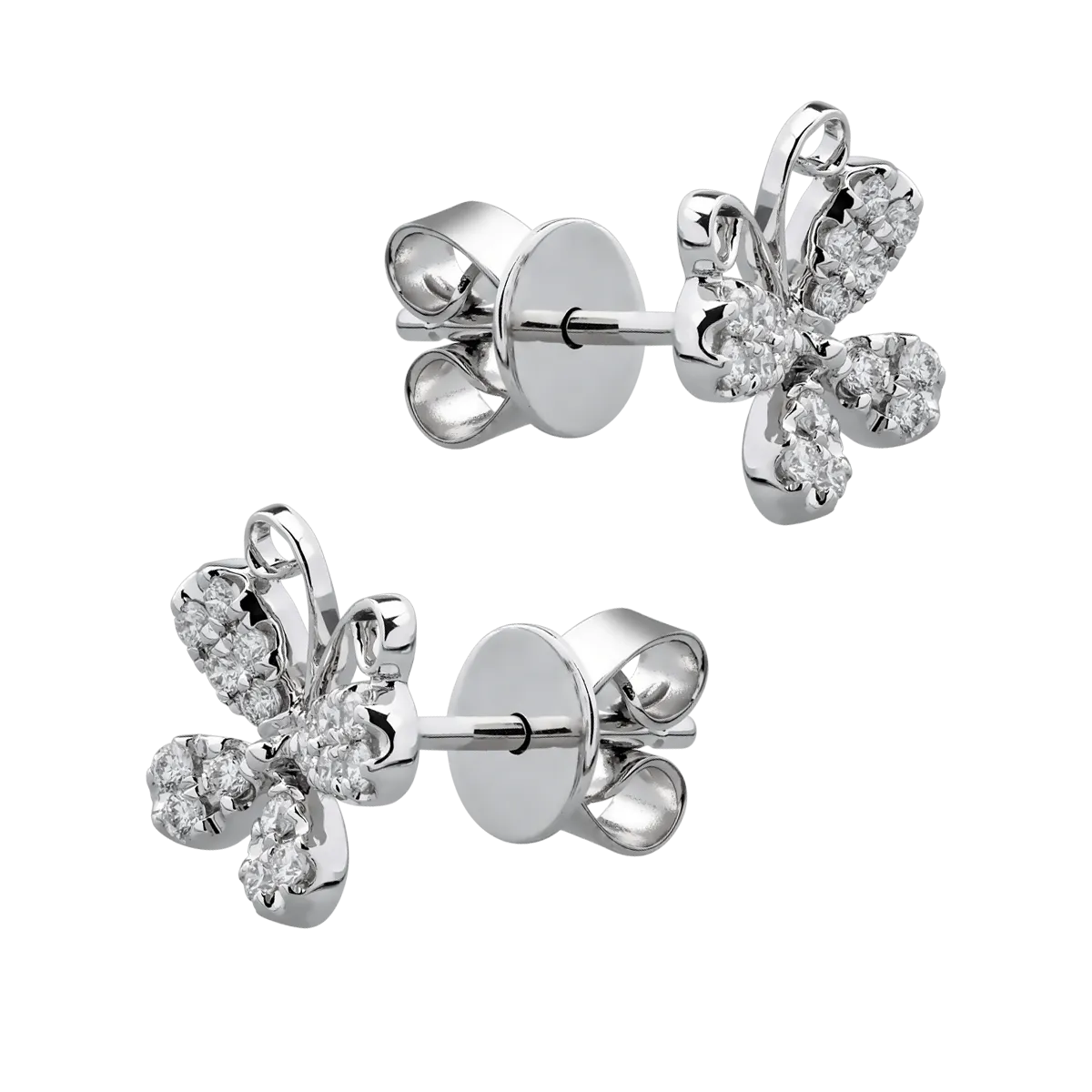Kolczyki z motylkami z 14K białego złota i diamenty 0.18kr