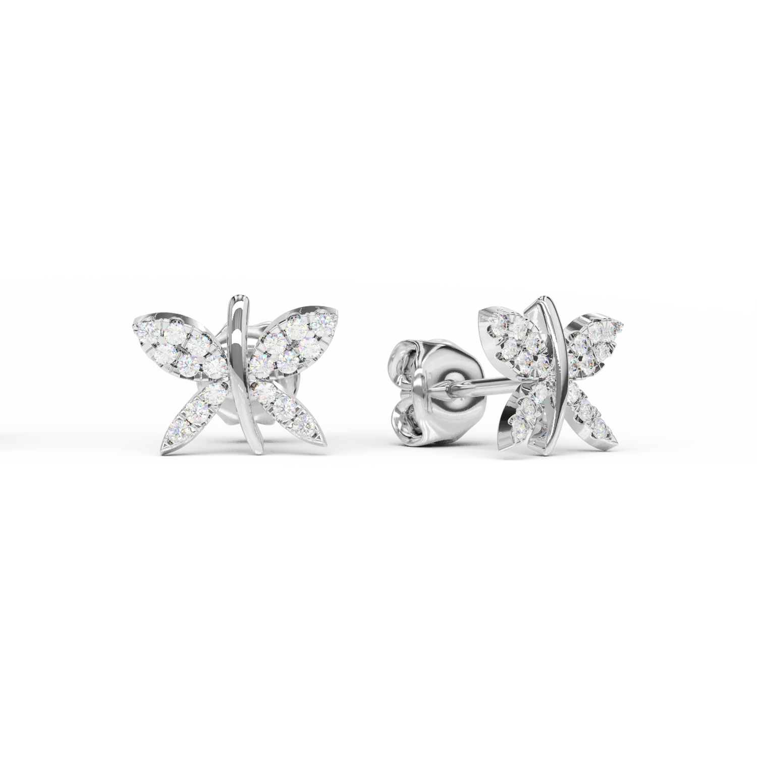 14K white gold dragonfly earrings with diamonds of 0.24ct