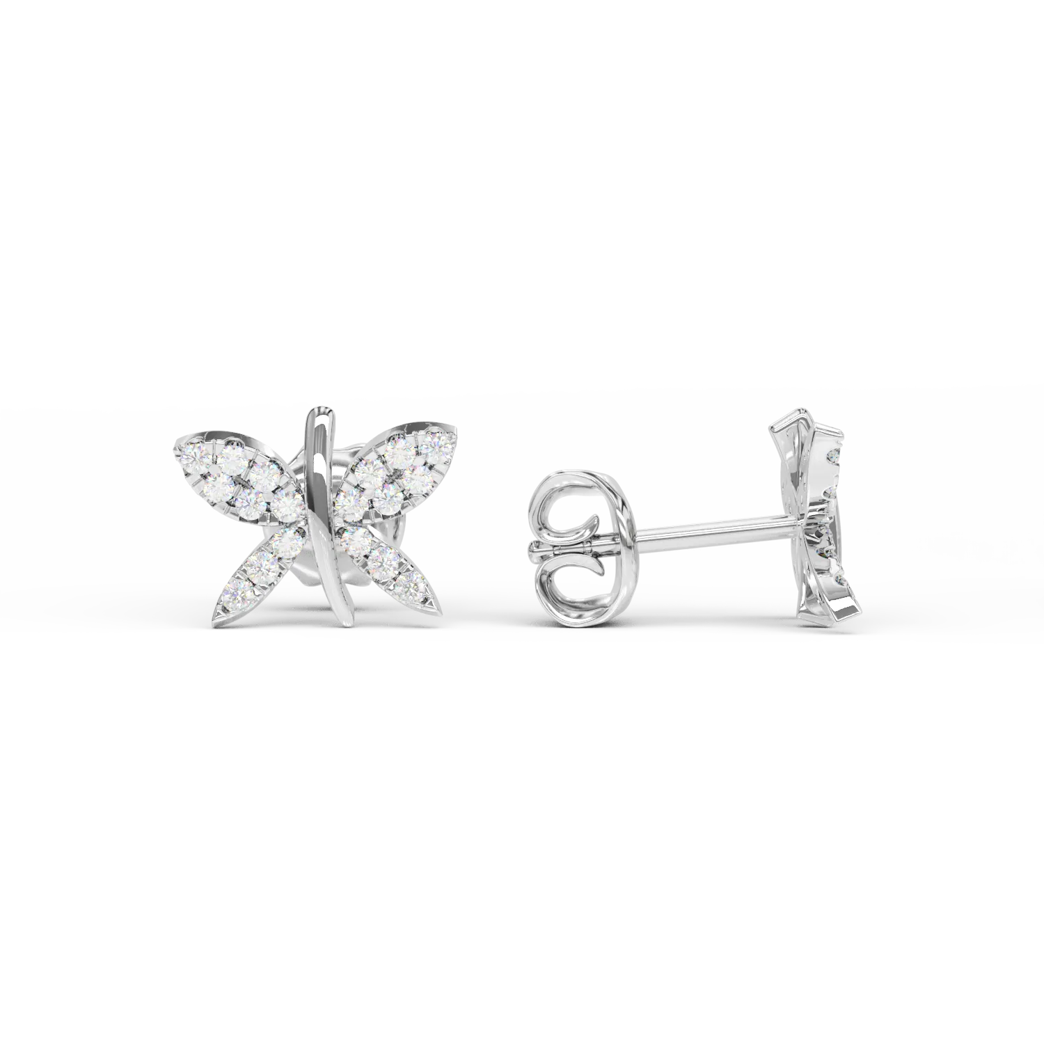 Cercei libelula din aur alb cu diamante de 0.24ct