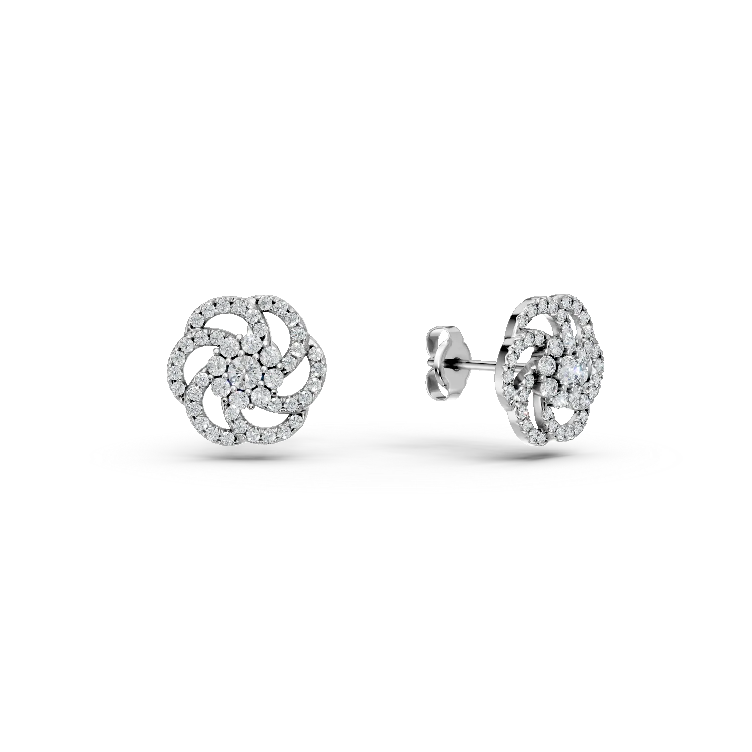 Обеци от бяло злато 14К с диаманти 0.39гкт