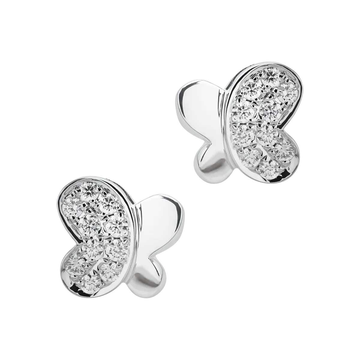 Cercei fluturasi din aur alb de 14K cu diamante de 0.26ct