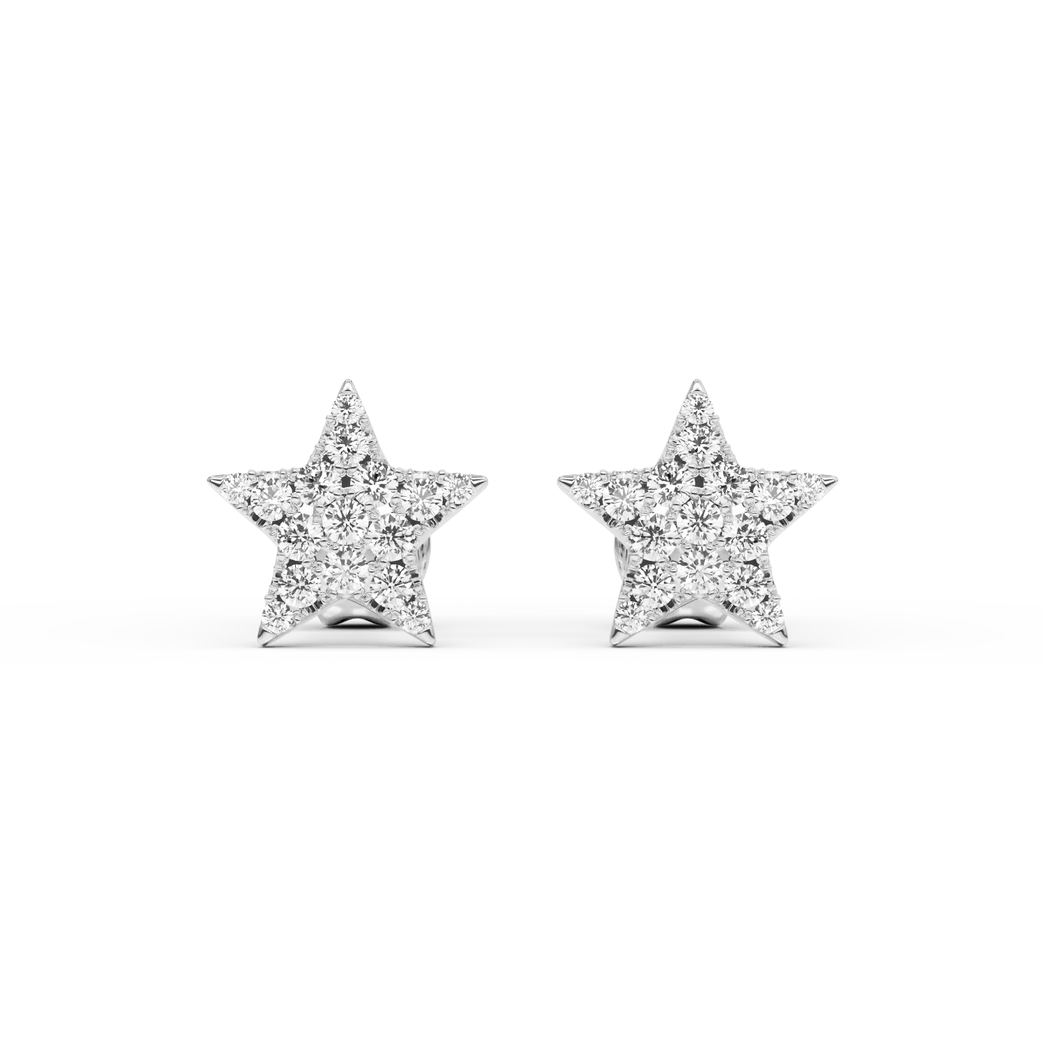 Cercei stea din aur alb cu diamante de 0.33ct