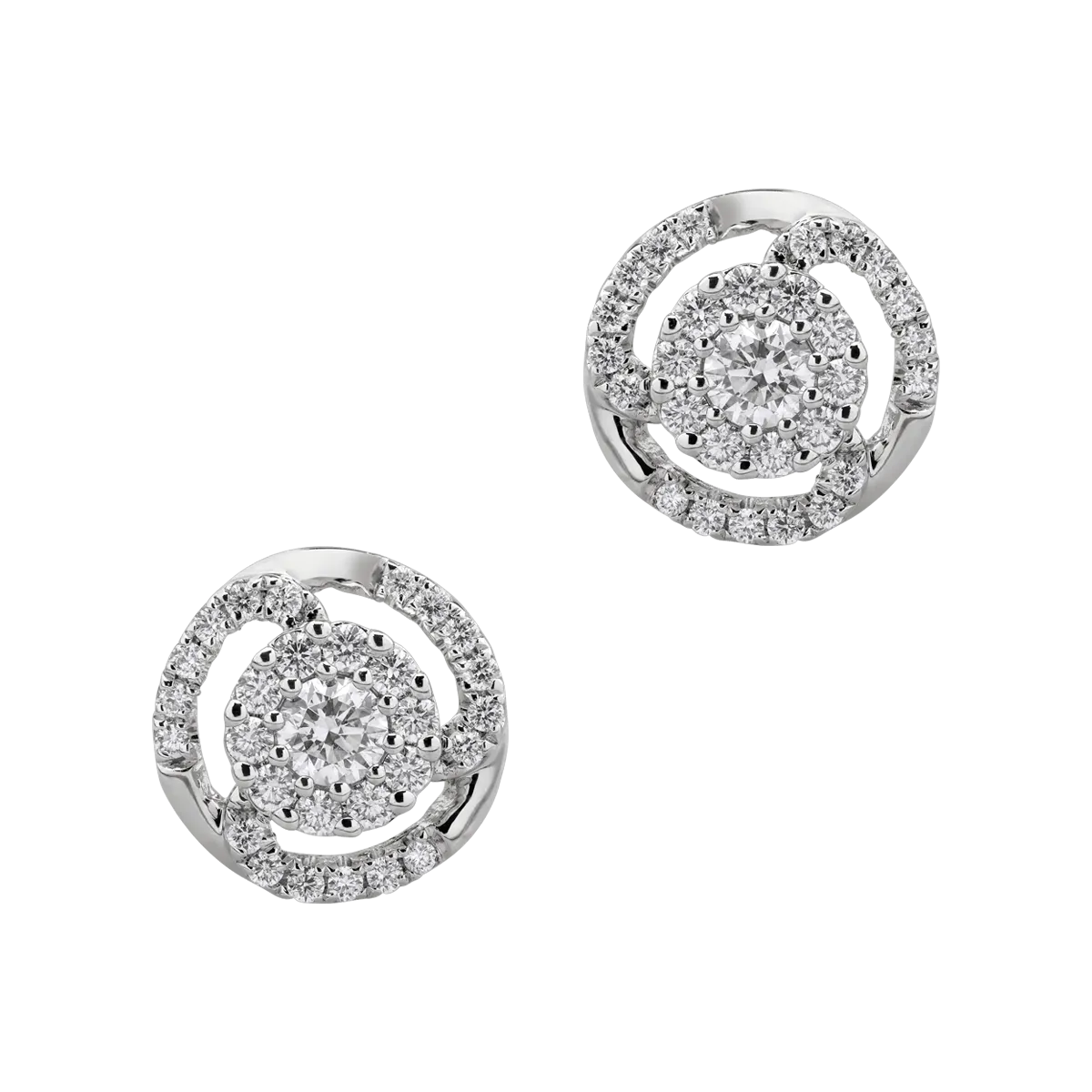 Cercei din aur alb de 14K cu diamante de 0.5ct