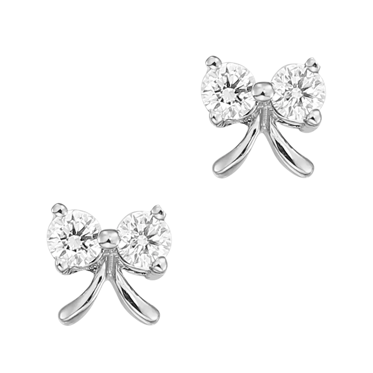 Cercei fundita din aur alb cu diamante de 0.1ct