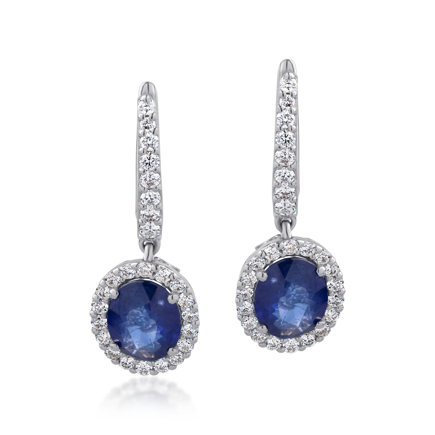 Cercei din aur alb de 18K cu pietre pretioase de 4.26ct