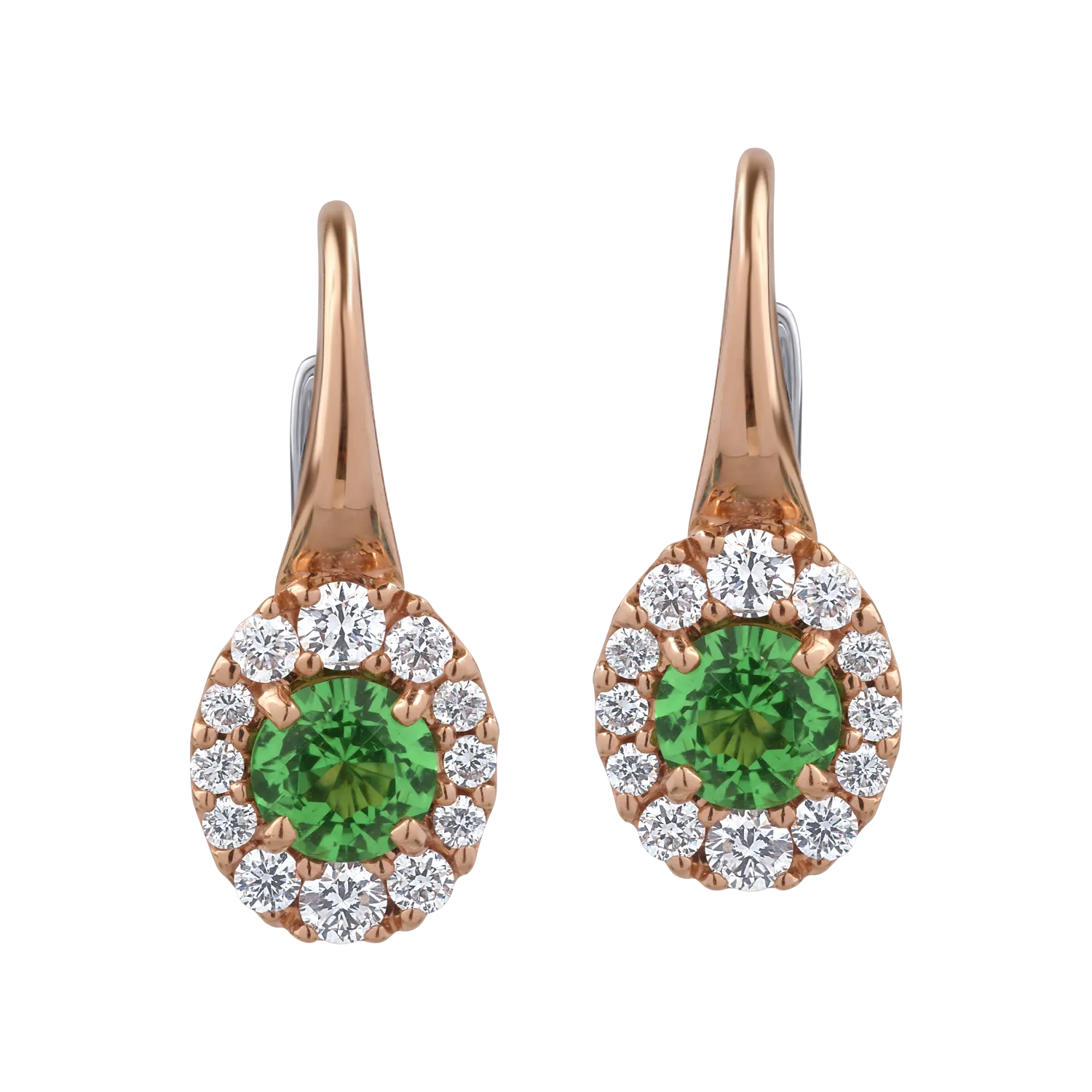 18K rose gold earrings with 0.8ct tsavorite and 0.36ct diamonds