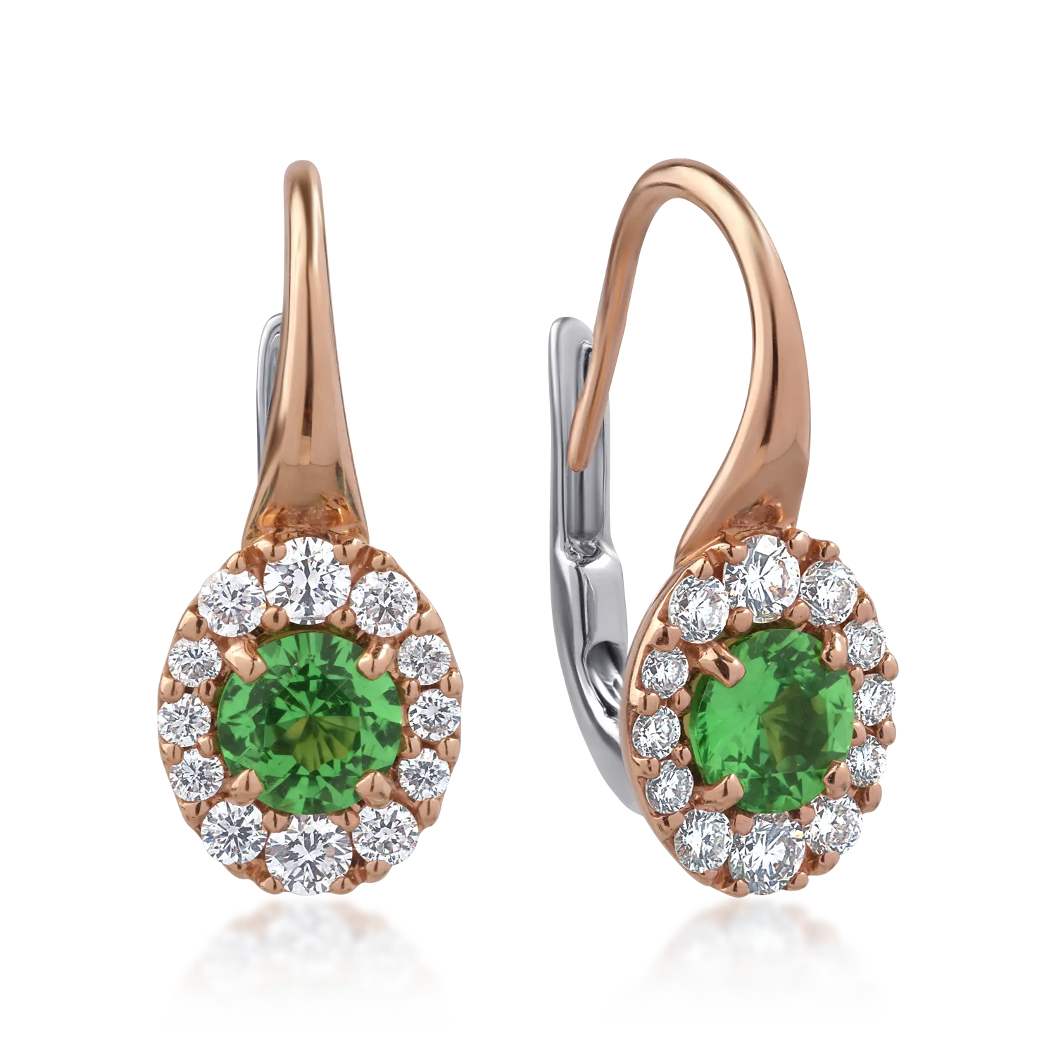 18K rose gold earrings with 0.8ct tsavorite and 0.36ct diamonds