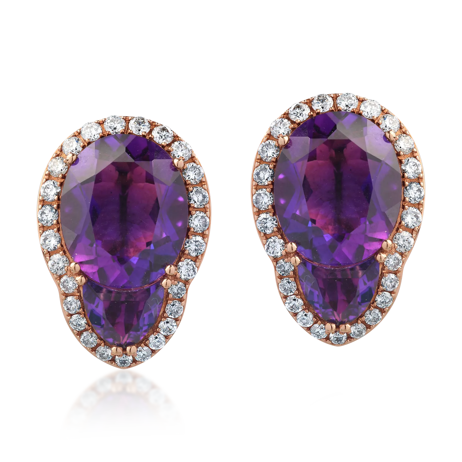 18K rose gold earrings with 6.19ct amethysts and 0.88ct diamonds