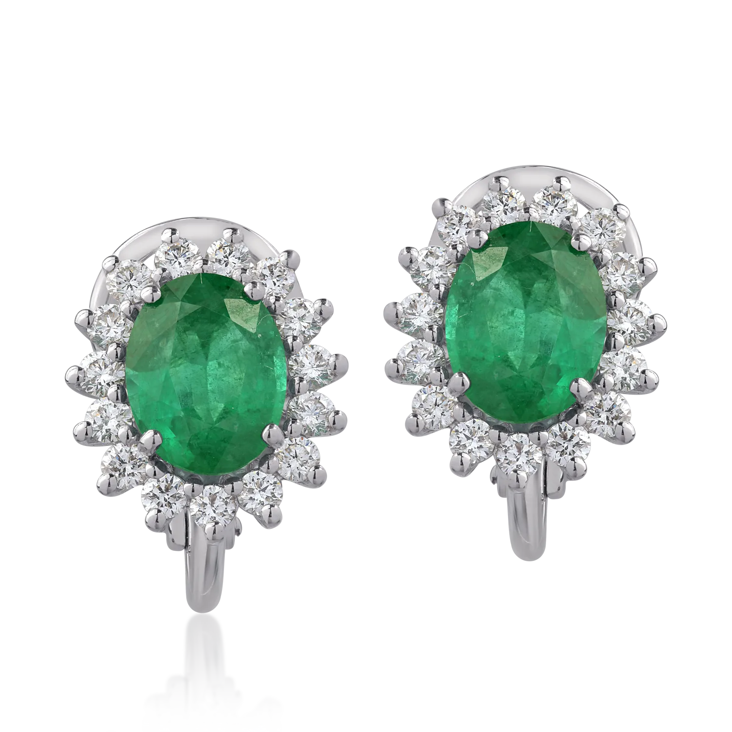 18K white gold earrings with 2.39ct emeralds and 0.64ct diamonds
