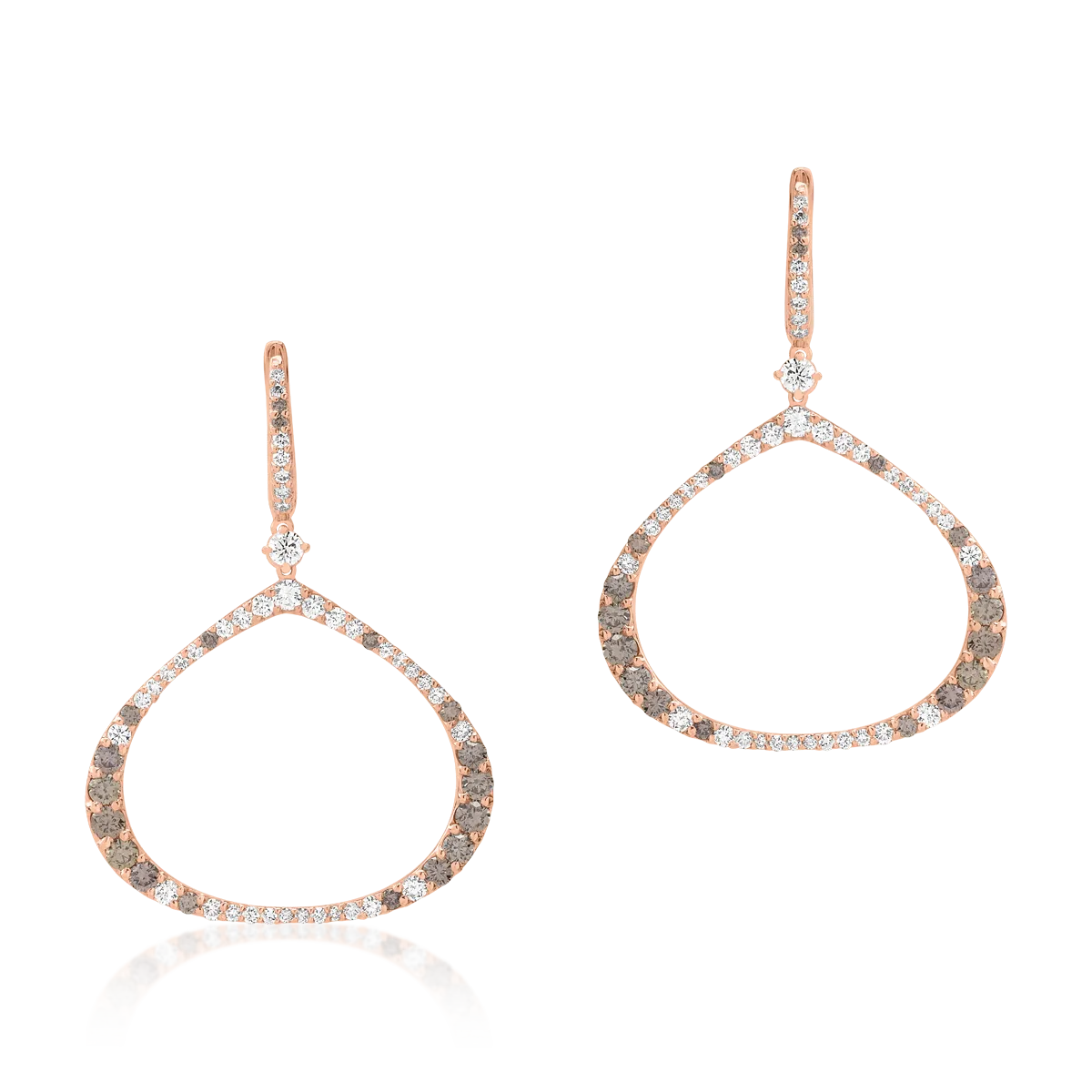 18K rose gold earrings with 1.63ct brown diamonds and 1.48ct diamonds
