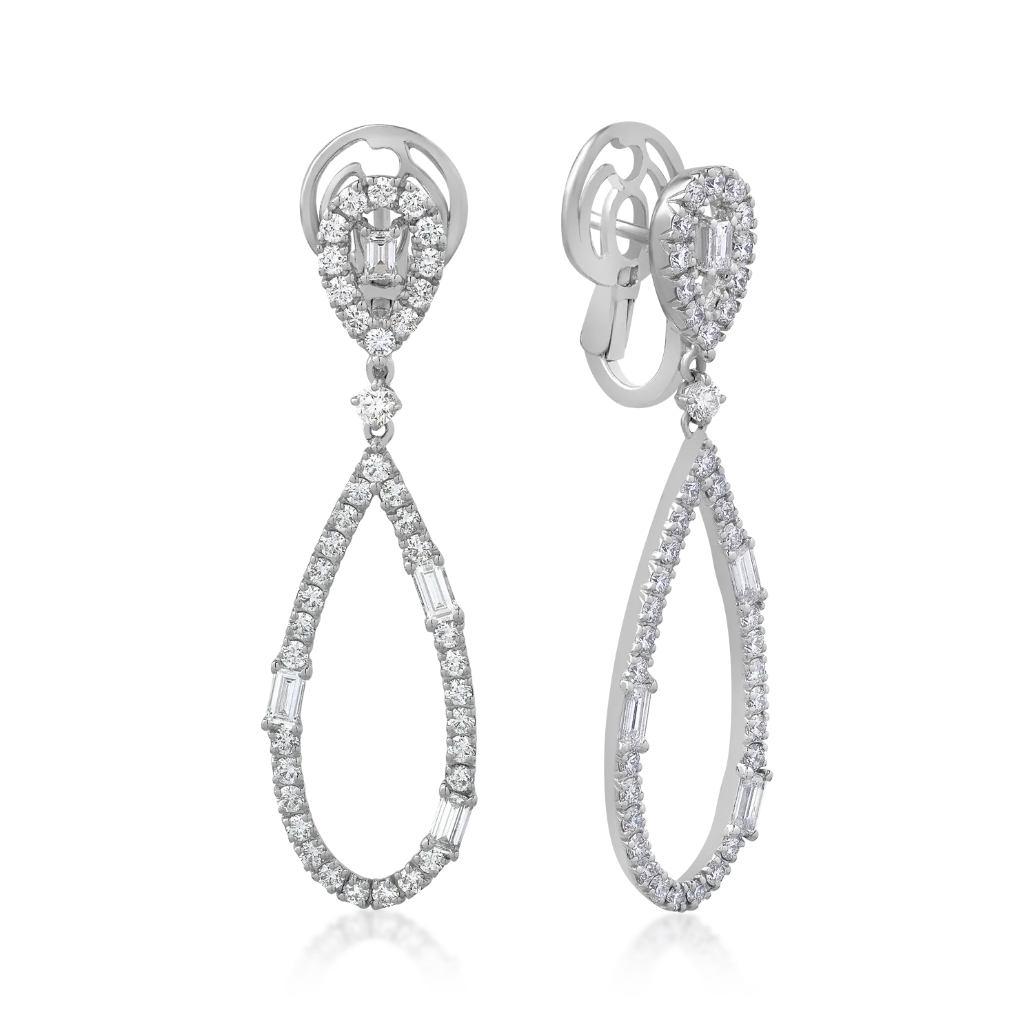 Teilor Cercei din aur alb cu diamante de 2.64ct