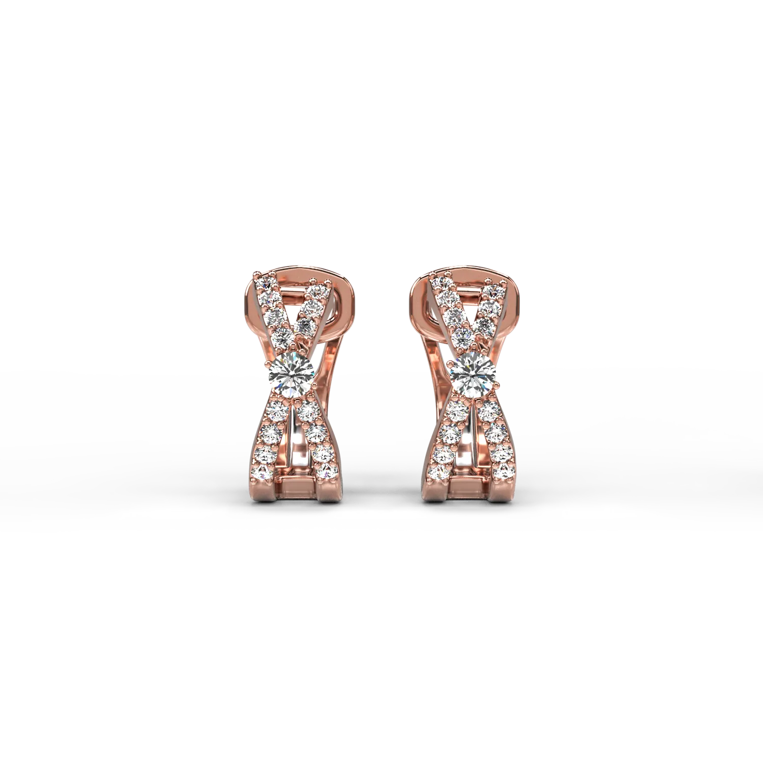 18K rose gold earrings with 0.33ct brown diamonds and 0.19ct diamonds