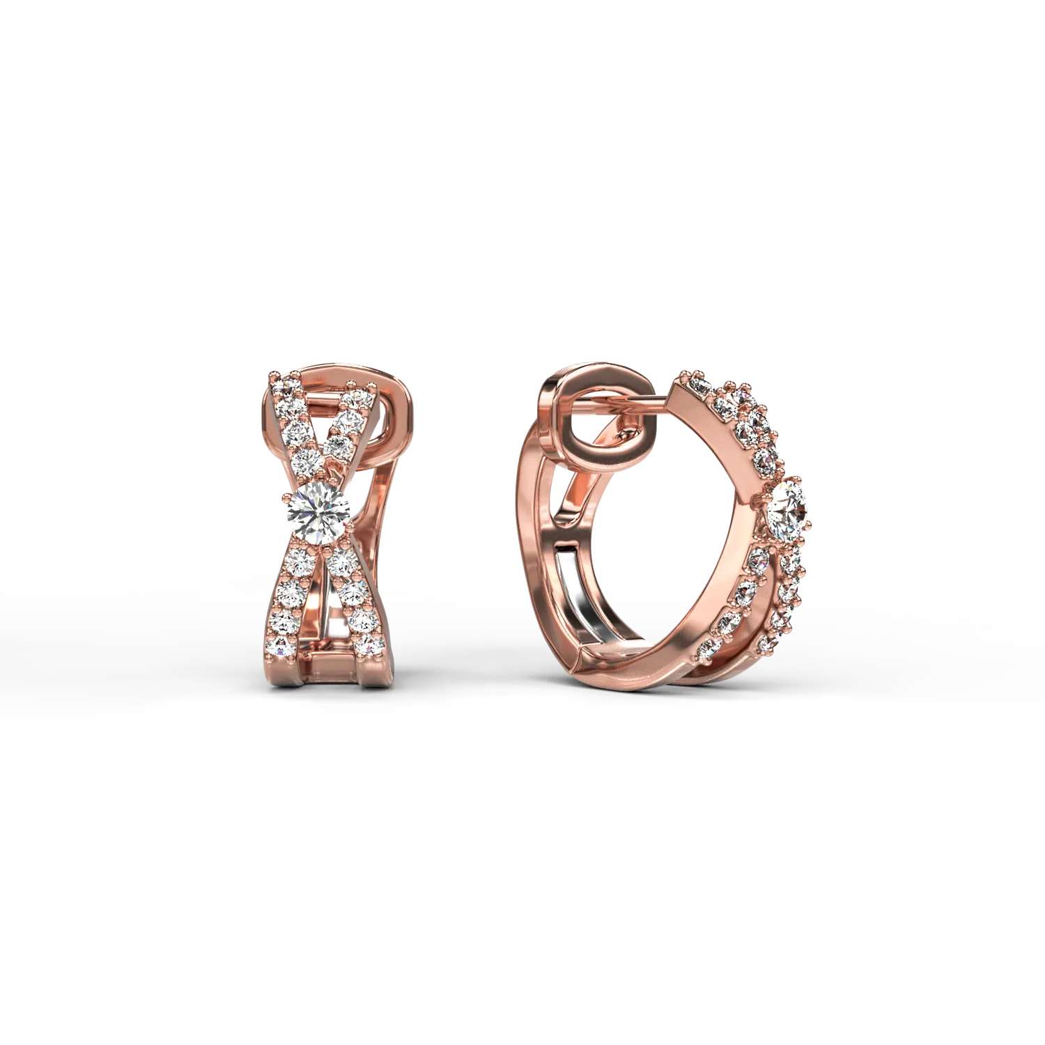 18K rose gold earrings with 0.33ct brown diamonds and 0.19ct diamonds