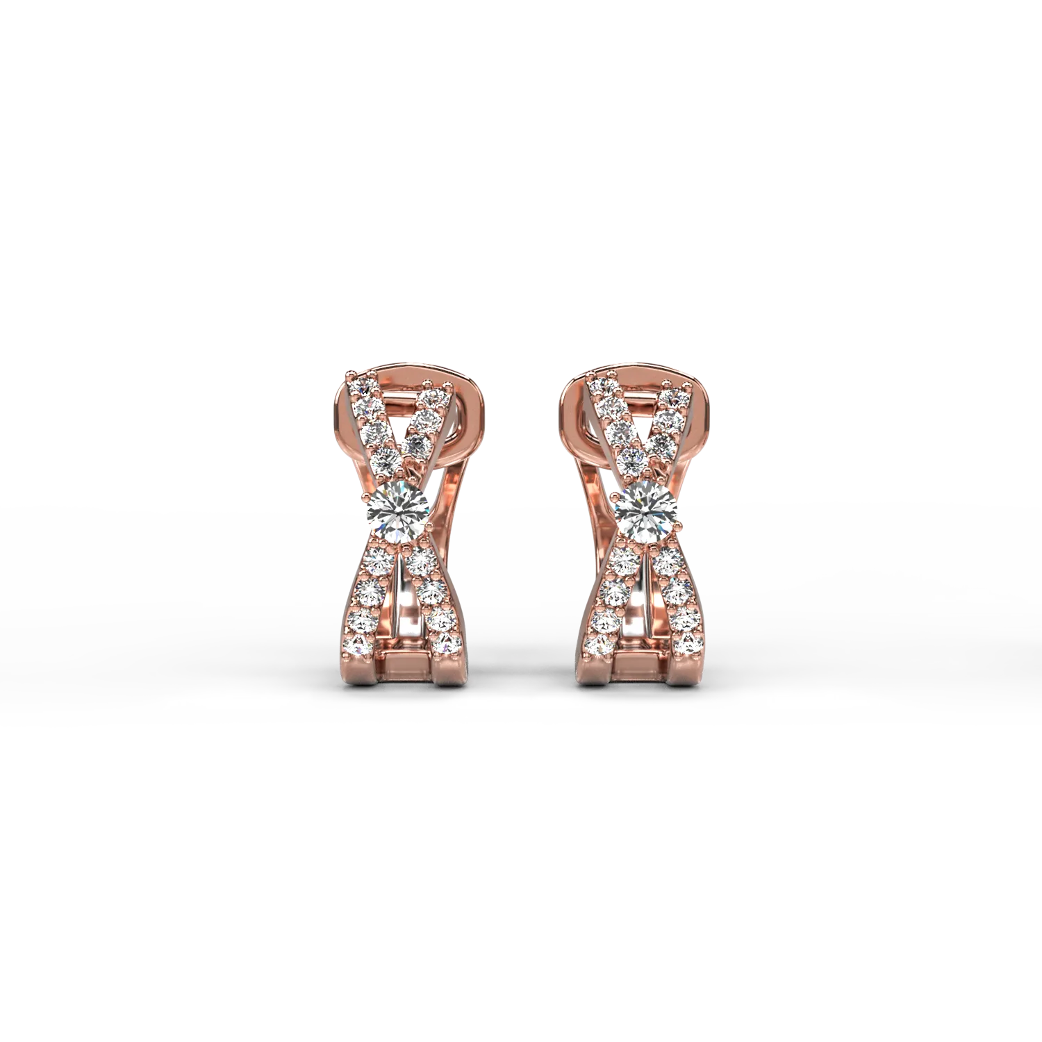Cercei din aur roz de 18K cu diamante maro de 0.33ct si diamante de 0.19ct-110985
