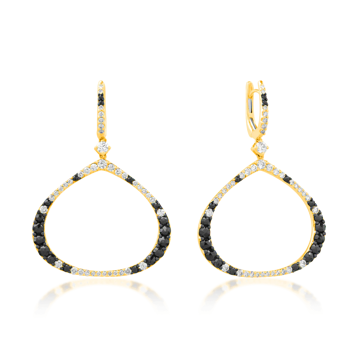 Cercei din aur galben cu diamante maro de 1.13ct si diamante transparente de 1.42ct