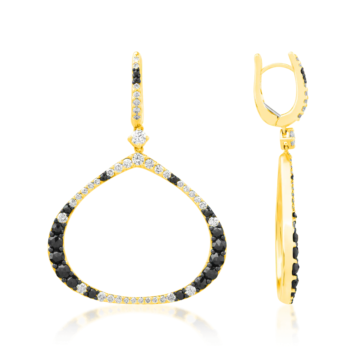 Cercei din aur galben cu diamante maro de 1.13ct si diamante transparente de 1.42ct