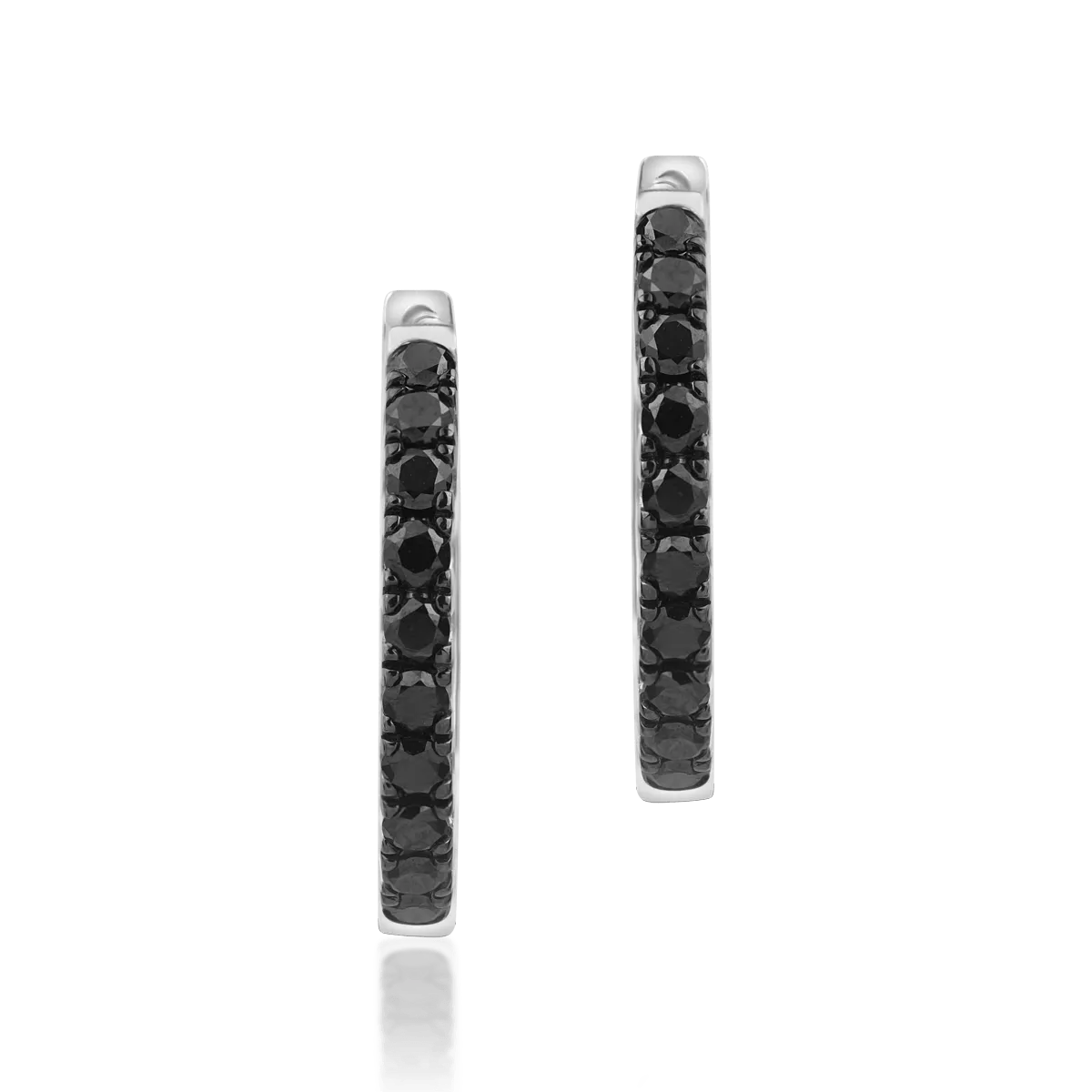 Cercei din aur alb de 18K cu diamante negre de 0.48ct