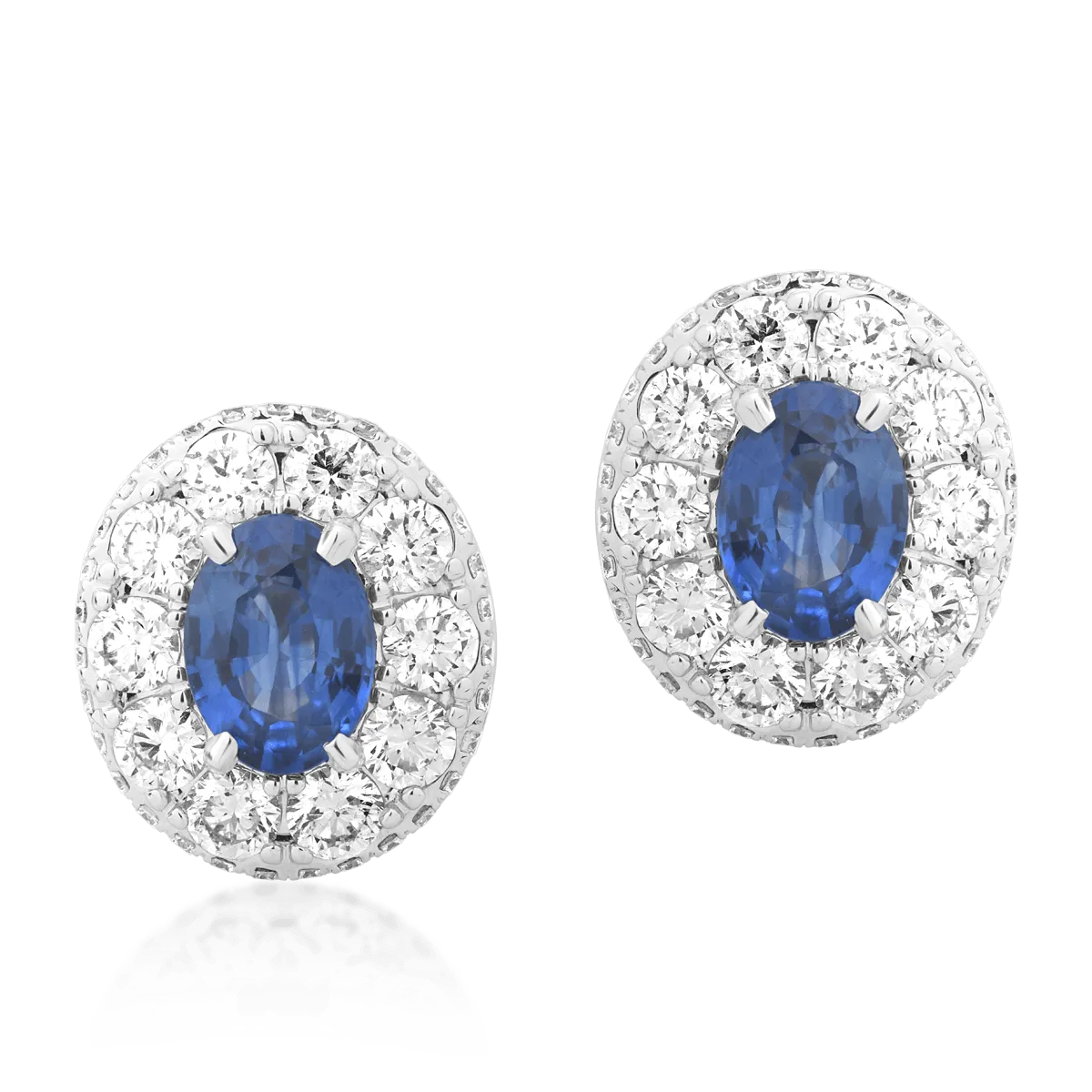 Cercei din aur alb de 18K cu safire de 2.58ct si diamante de 2.49ct