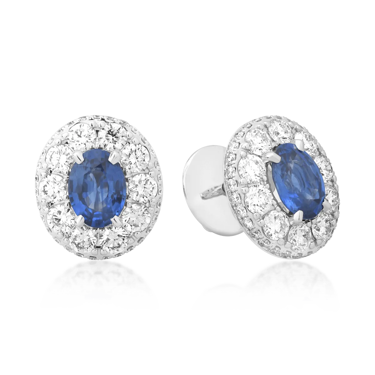 18k fehér arany fülbevaló 2.58ct sapphires és gyémánt 2.49ct