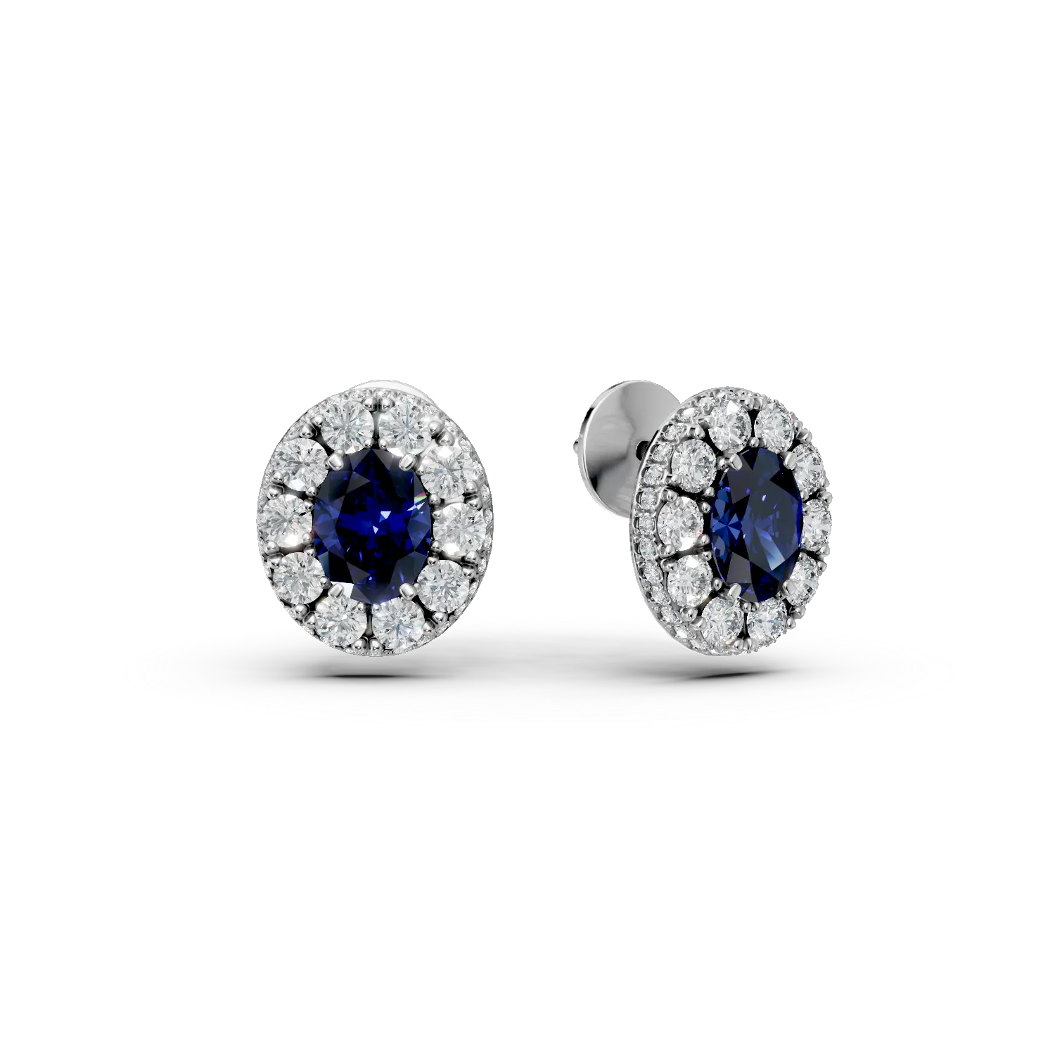 Teilor Cercei din aur alb cu safire ovale de 2.58ct si diamante round de 2.49ct