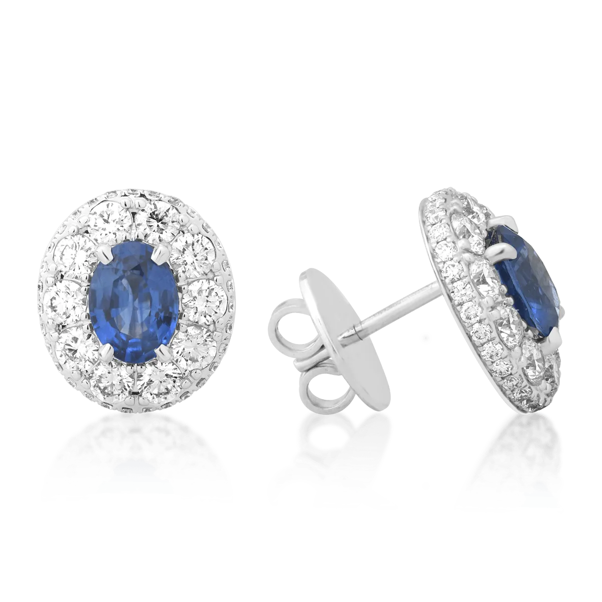 18k fehér arany fülbevaló 2.58ct sapphires és gyémánt 2.49ct