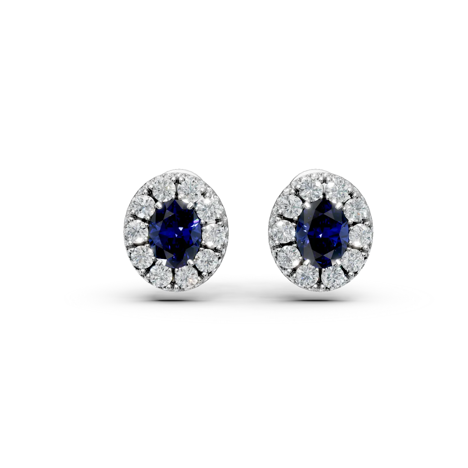 Cercei din aur alb cu safire ovale de 2.83ct si diamante round de 2.49ct