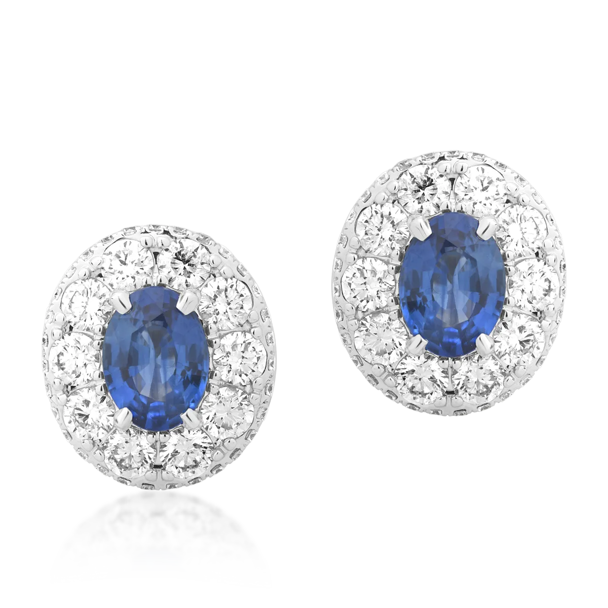 18K fehérarany fülbevaló 2.35ct diffúz zafírral és 2.49ct gyémánttal