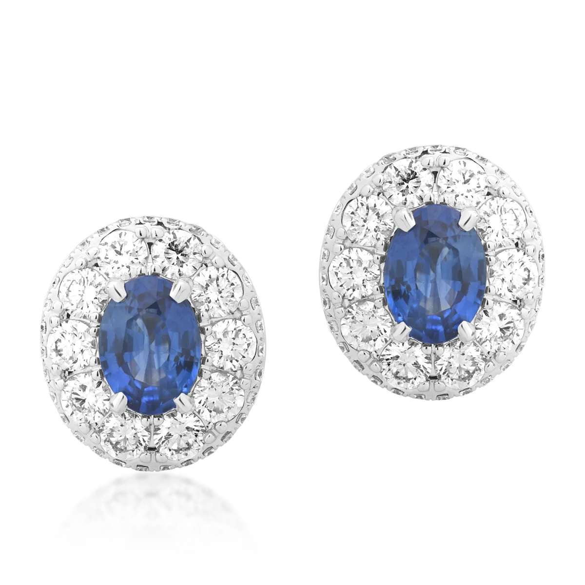 Cercei din aur alb de 18K cu safire de 2.35ct si diamante de 2.49ct