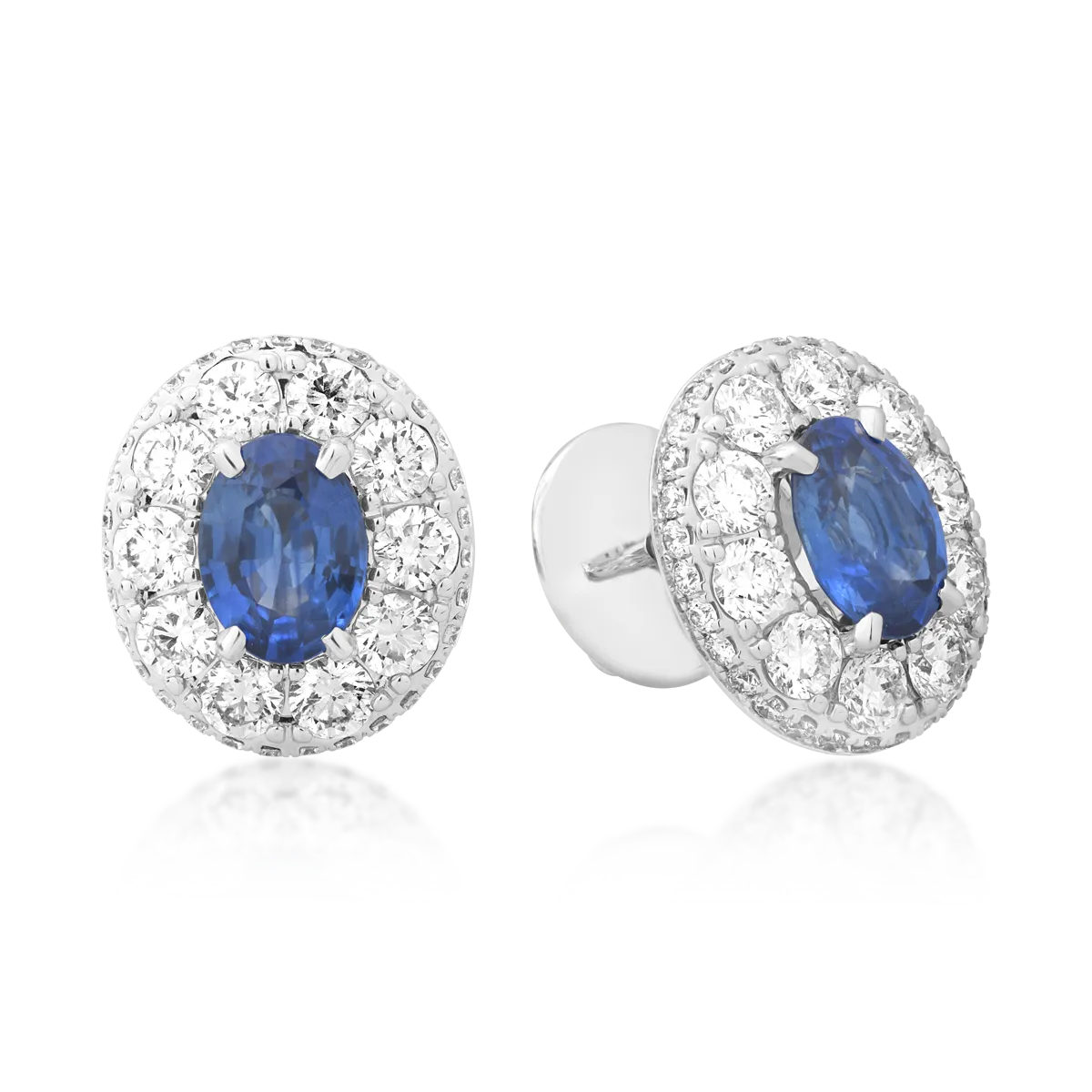 18K white gold earrings with 2.35ct diffused sapphires and 2.49ct diamonds