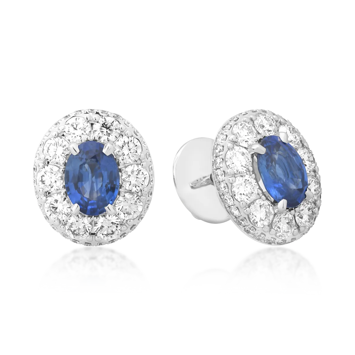 Kolczyki z 18K białego złota z szafirami o masie 2.35ct i diamentami o masie 2.49ct