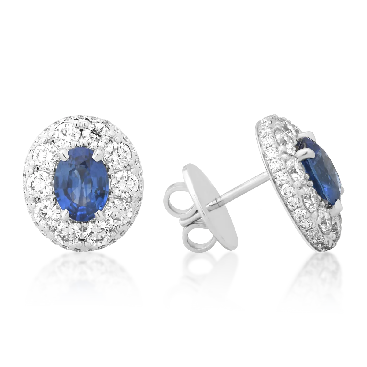 Cercei din aur alb cu safire de 2.35ct si diamante de 2.49ct