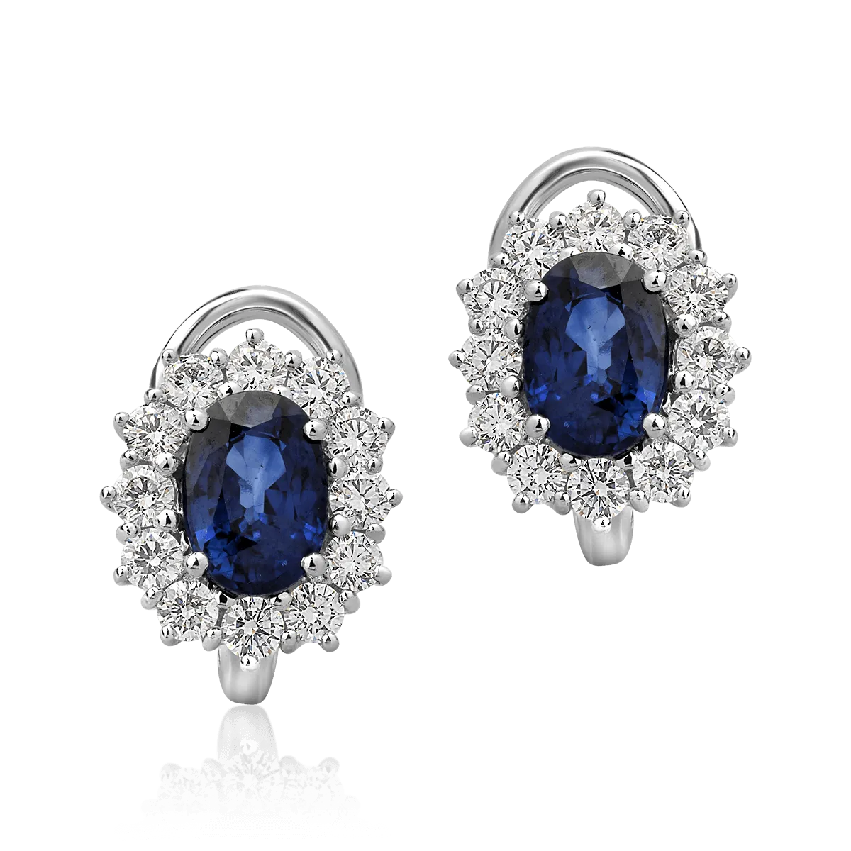18K white gold earrings with 2ct sapphires and 0.92ct diamonds