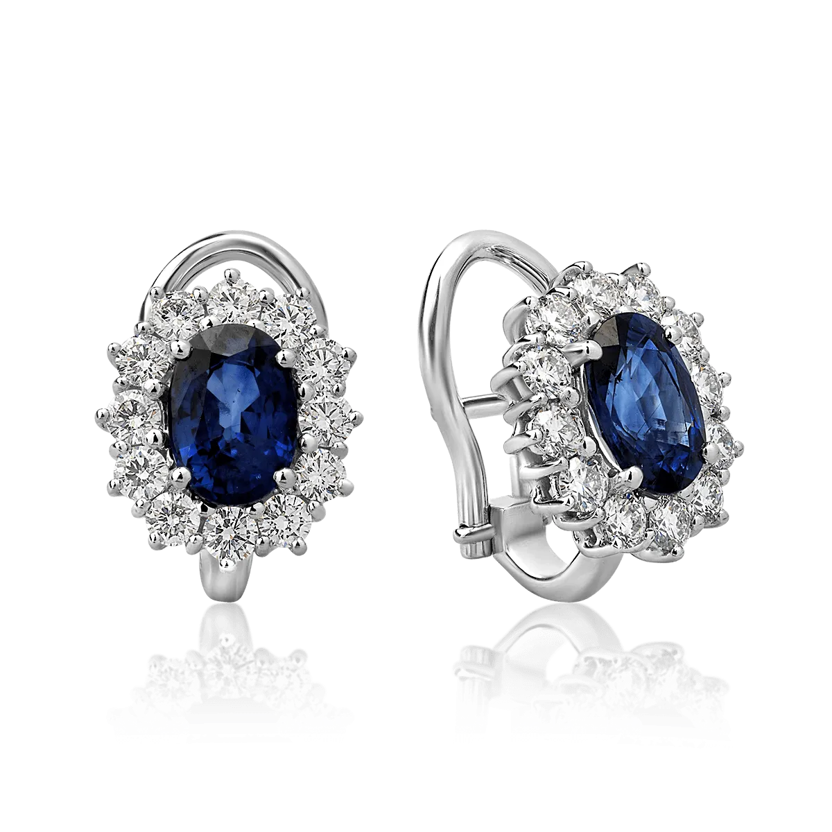 18K white gold earrings with 2.43ct sapphires and 0.92ct diamonds