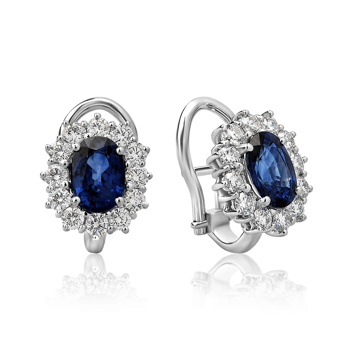 Обеци от 18K бяло злато със сапфири 2.43ct и диаманти 0.92ct