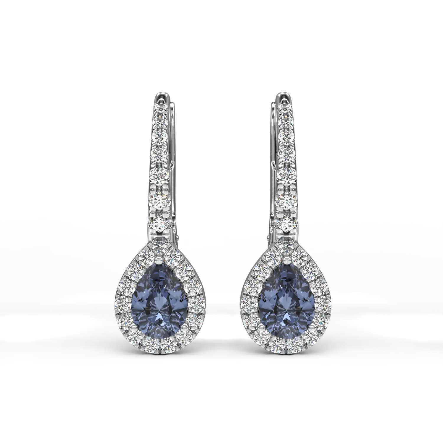 18K white gold earrings with 0.91ct sapphires and 0.42ct diamonds