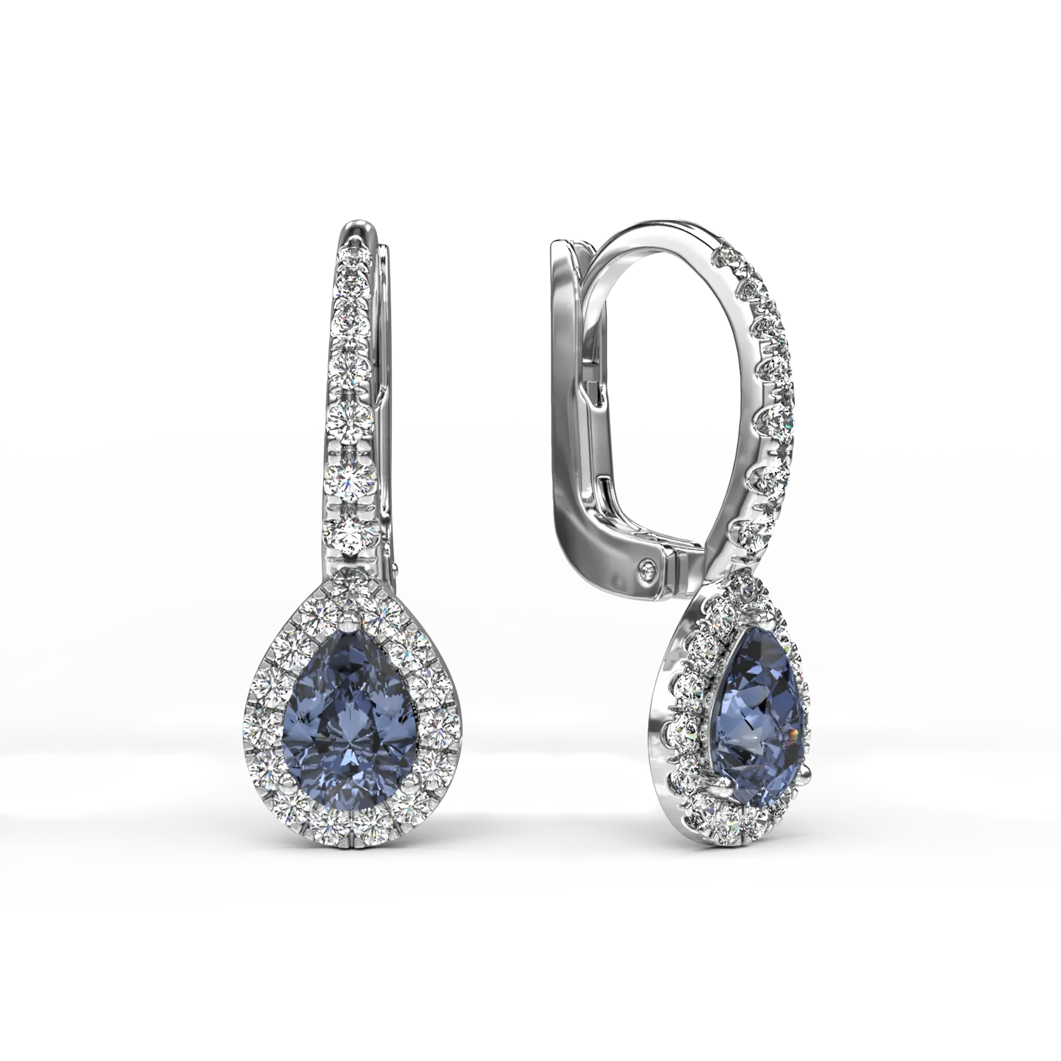 18K white gold earrings with 0.91ct sapphires and 0.42ct diamonds