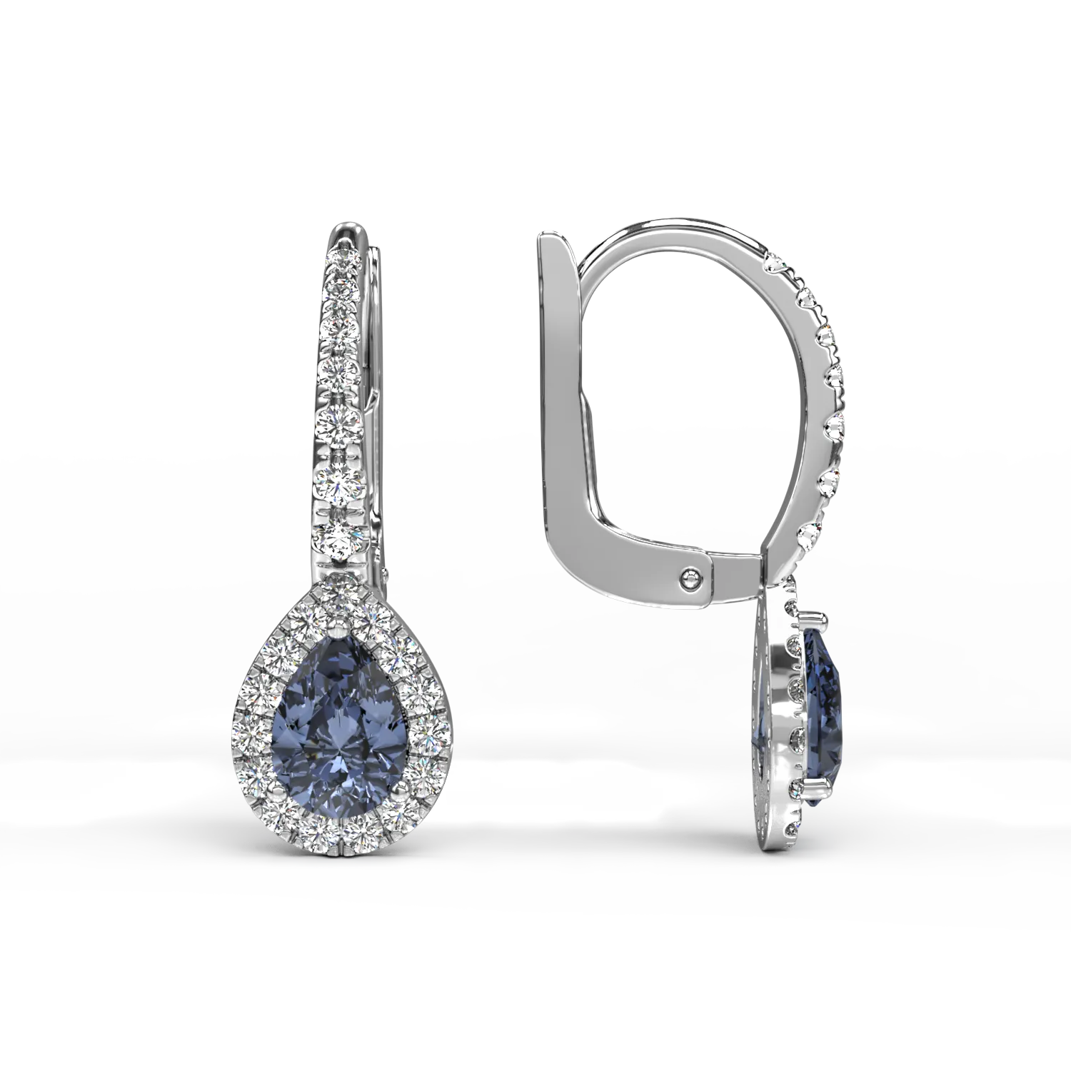 18K white gold earrings with 0.91ct sapphires and 0.42ct diamonds