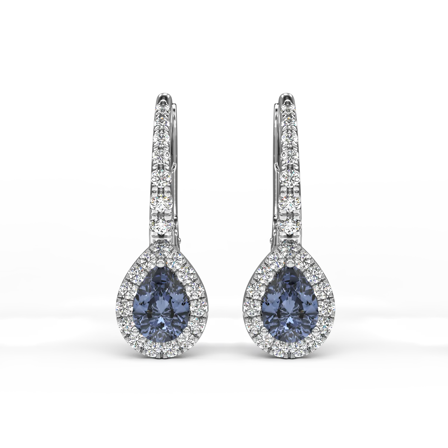 Cercei din aur alb de 18K cu safire de 0.91ct si diamante de 0.42ct-110999
