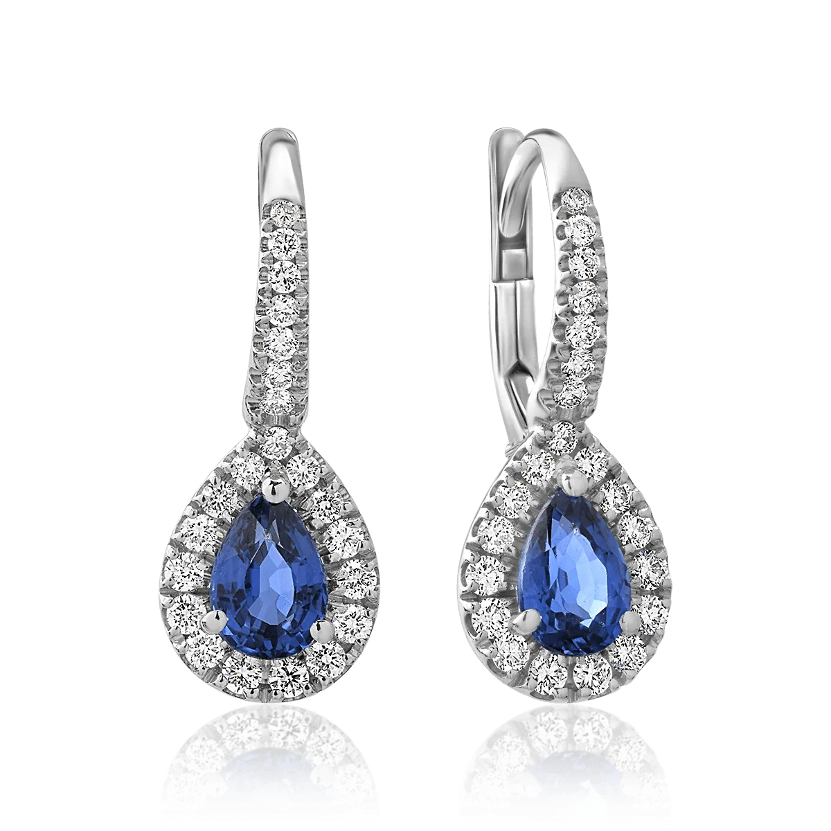 18K white gold earrings with 0.72ct sapphires and 0.42ct diamonds