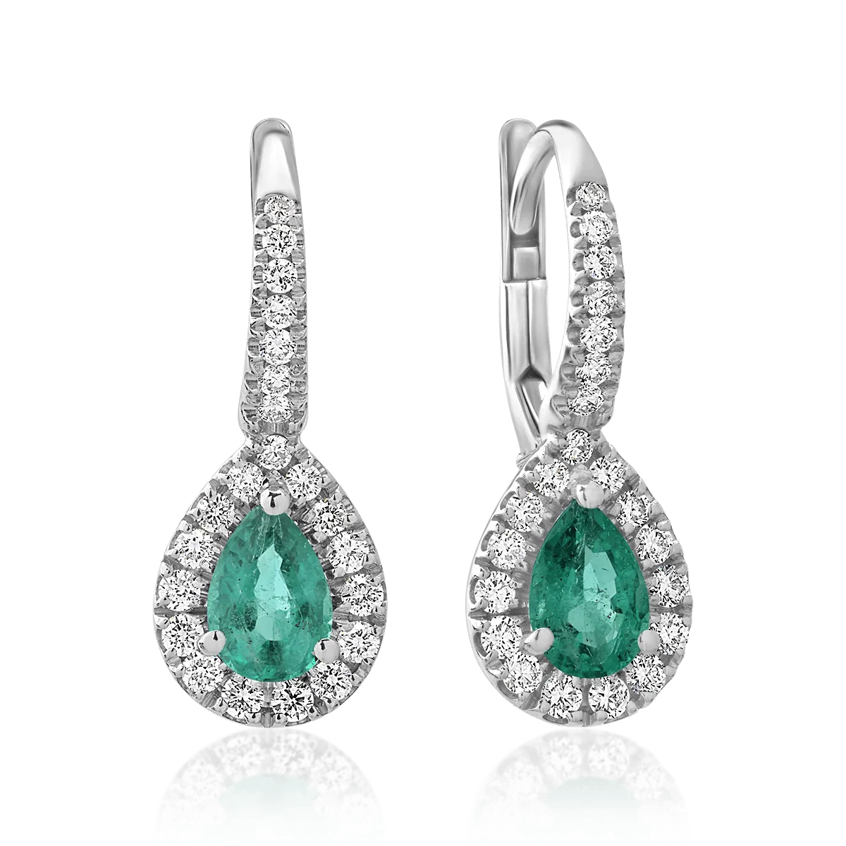 18K white gold earrings with 0.71ct emeralds and 0.36ct diamonds