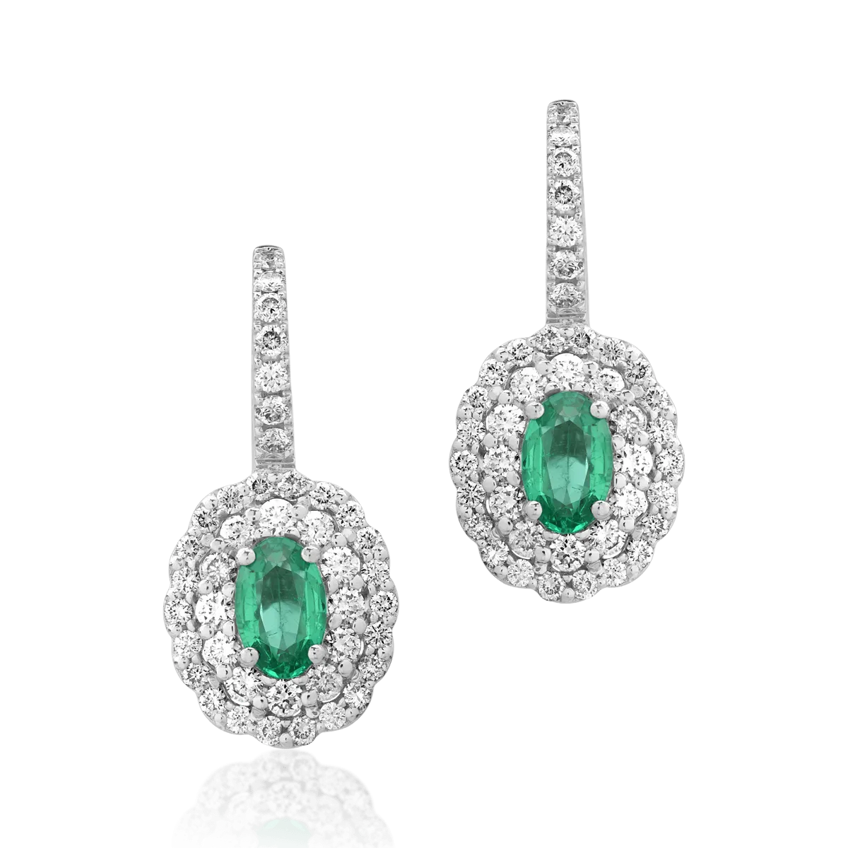 Teilor Cercei din aur alb cu smaralde de 0.78ct si diamante de 0.84ct