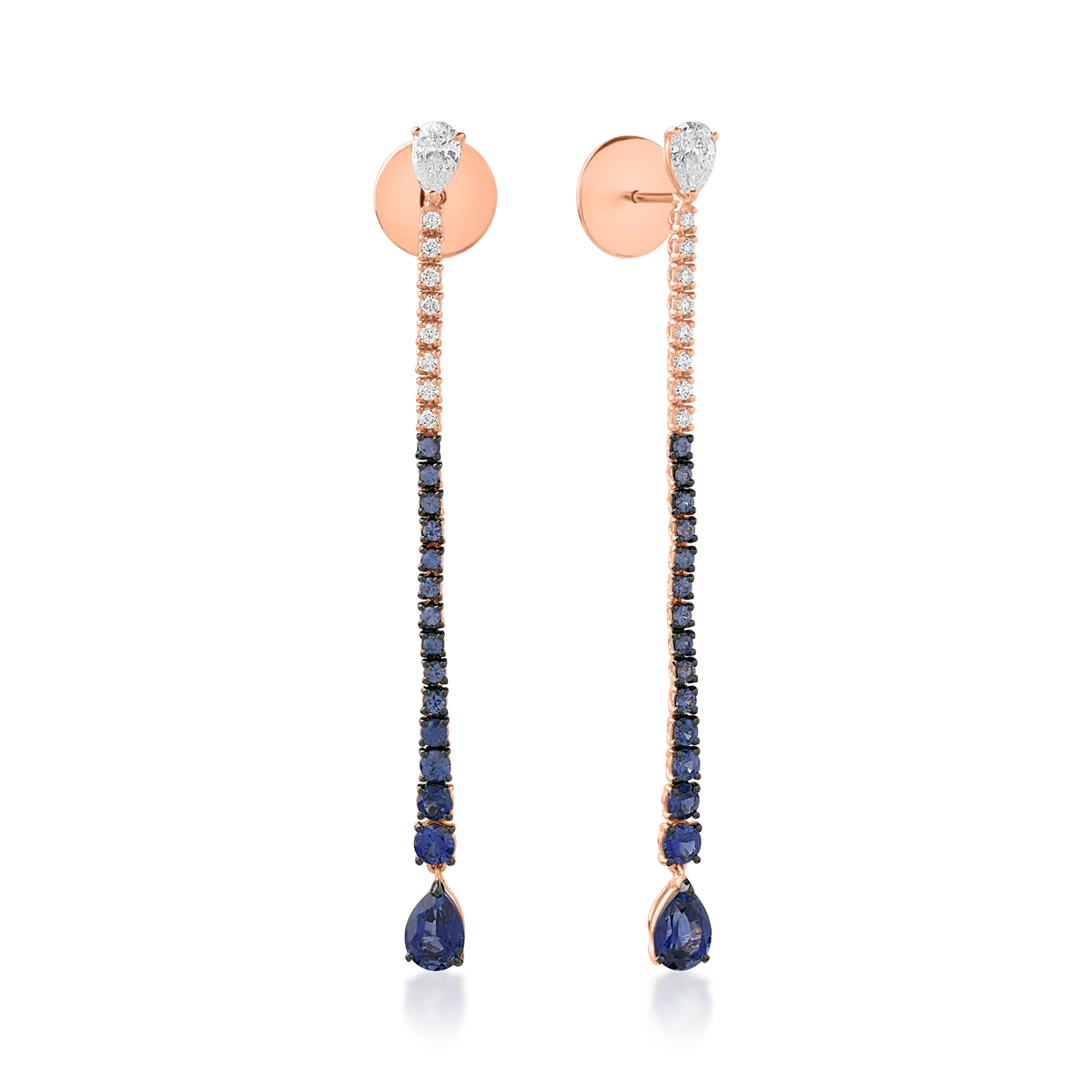 TEILOR Cercei din aur roz cu safire de 3.4ct si diamante de 1ct