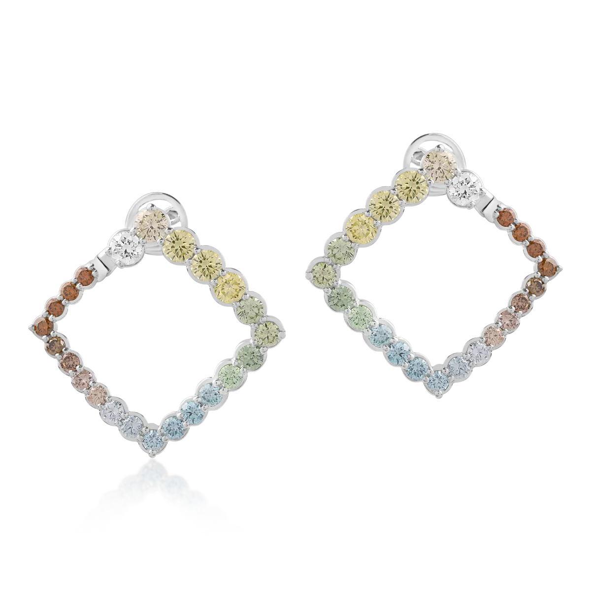 18K fehérarany fülbevaló 3.27ct színű gyémántokkal
