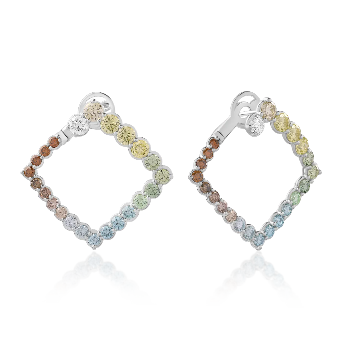 Teilor Cercei din aur alb cu diamante colorate de 3.27ct