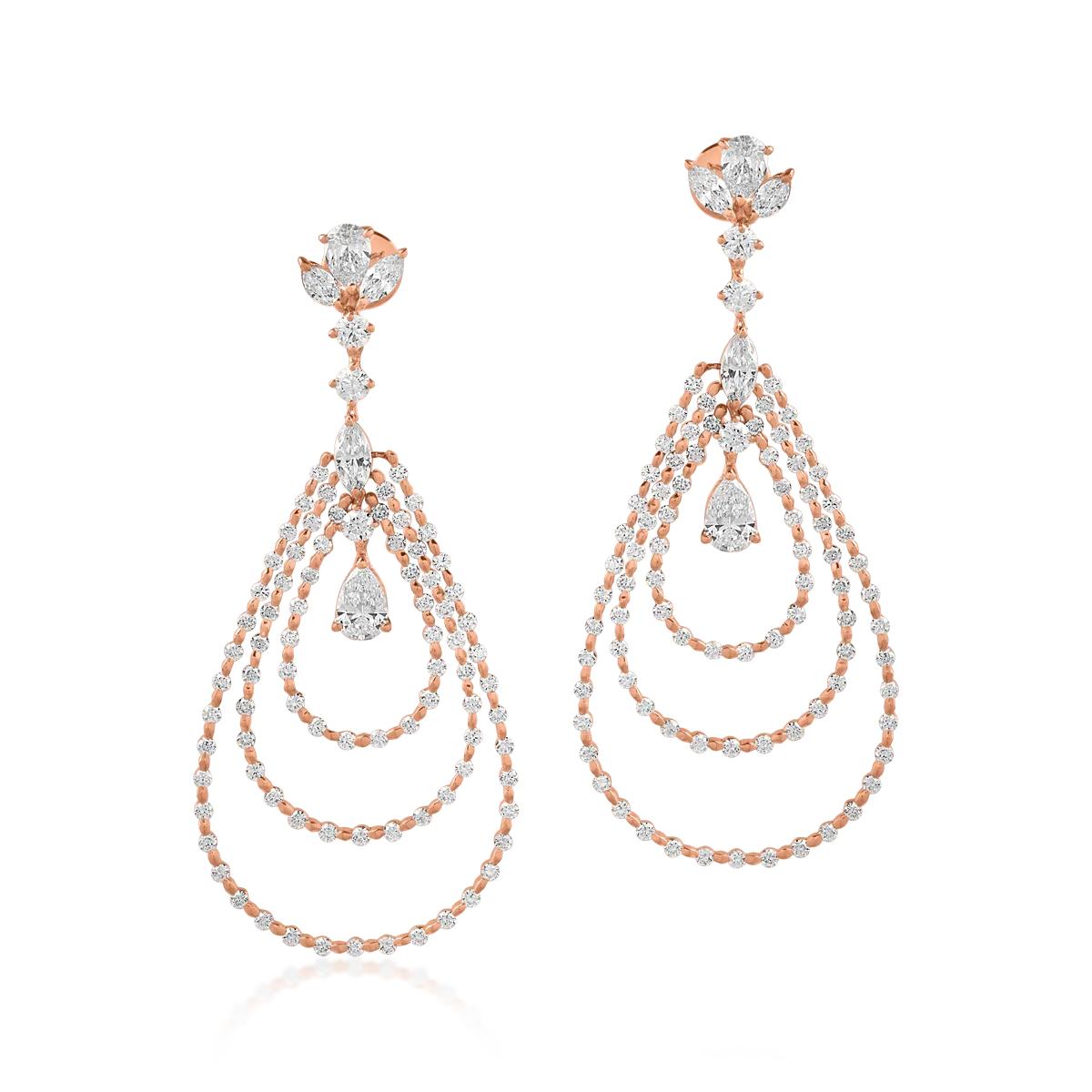 18K rose gold earrings with 4.48ct diamonds