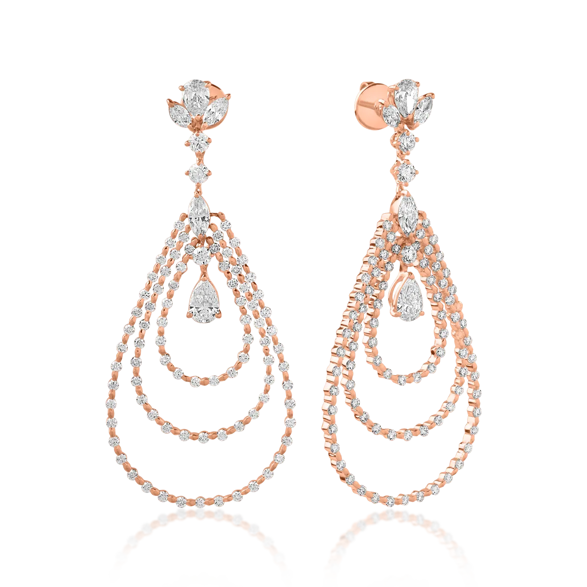 18K rose gold earrings with 4.48ct diamonds