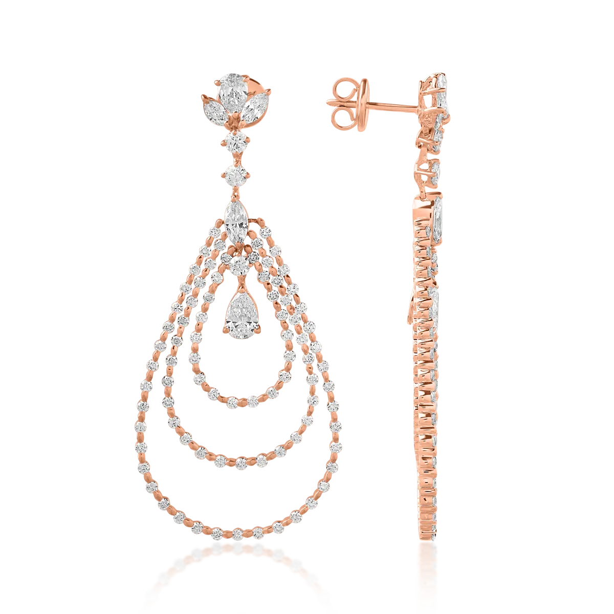 Обеци от розово злато 18K с диаманти 4.48ct