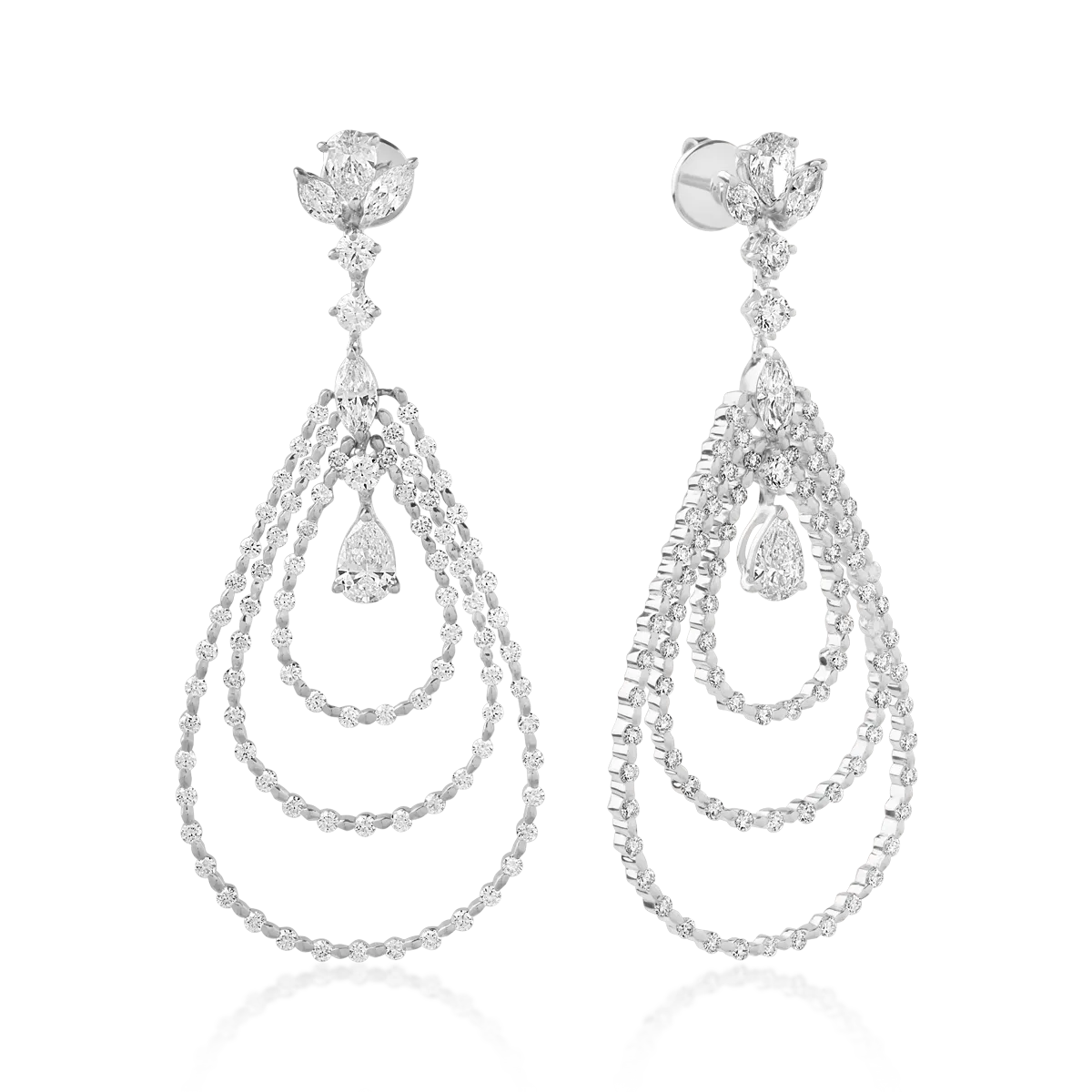 Cercei din aur alb cu diamante de 4.56ct